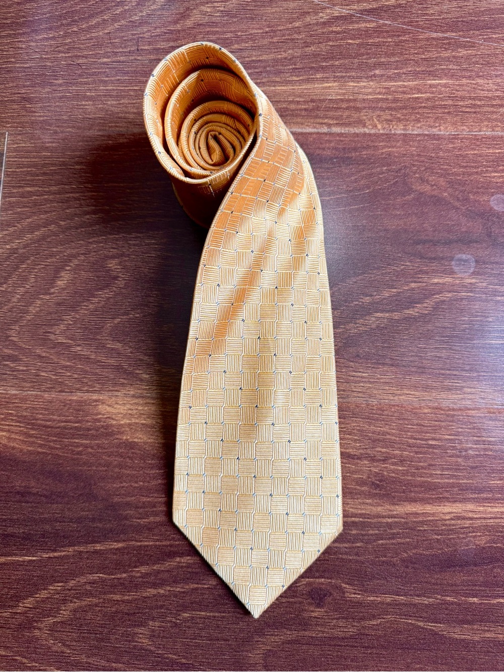 Michael Kors Gold Checkerboard Silk Tie